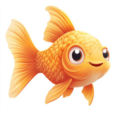 Cute goldfish swimming happily bright and colorful illustration. This cheerful aquatic creature features vibrant orange scales and large expressive eyes, making it delightful addition to any
