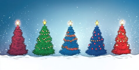 Fototapeta premium Minimalist Christmas Tree Decoration Progression Illustration