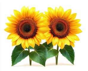 Obraz premium Sunflowers Isolated on White Background