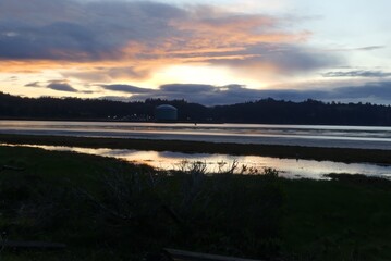 Sunrise over Yaquina Bay in Newport, Oregon 