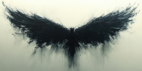 Fototapeta premium Abstract Black Eagle Wing Illustration on White Background