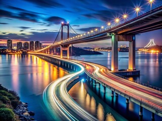 Fototapeta premium Long Exposure Night Photography of Bridge Spanning River