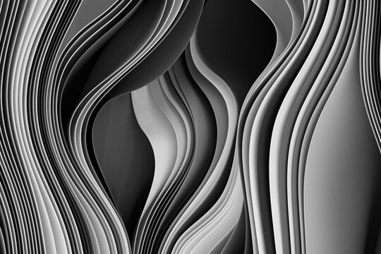 Abstract Black and White Folded Paper Patterns in Soft Minimalist Styl
