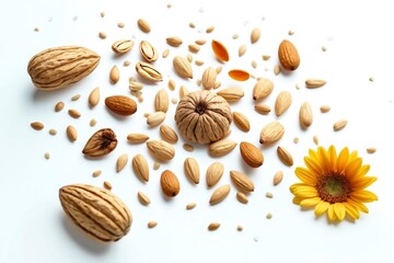 Healthy Nuts and Seeds Almonds, Walnuts, Sunflower Seeds