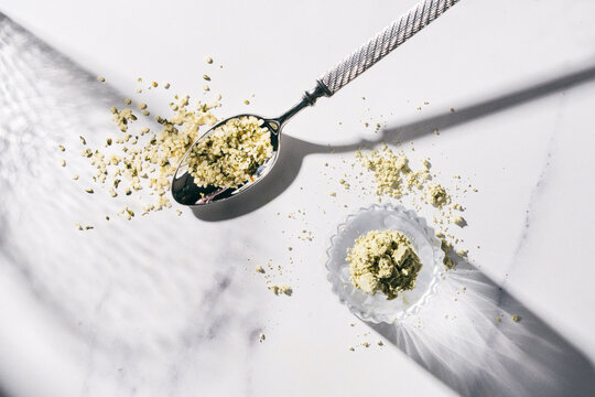 Overhead Shot of Plant-Based Proteins with Bold Shadows and Hard Light