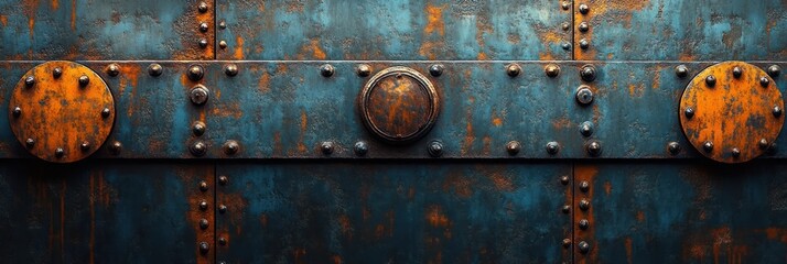Textured Metal Wall Background with Rust and Scratches in Industrial Style
