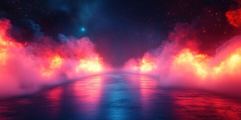 Fototapeta premium Vibrant Neon Cyberpunk Cityscape of the Future Dynamic Urban Landscape at Night