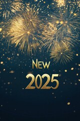 New Year 2025 Celebration with Fireworks and Elegant Design