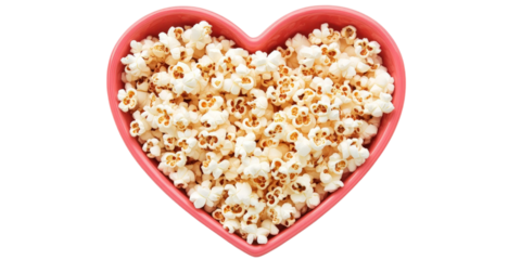 Heart-shaped bowl filled with delicious, fluffy popcorn showcasing a fun and festive snack idea for parties, movie nights, or special occasions