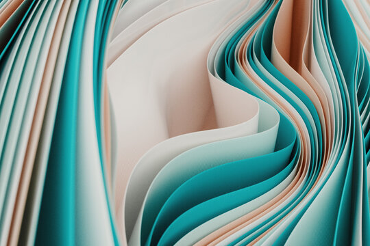 Abstract Layered Background with Vibrant Blue and Cream Wavy Textures