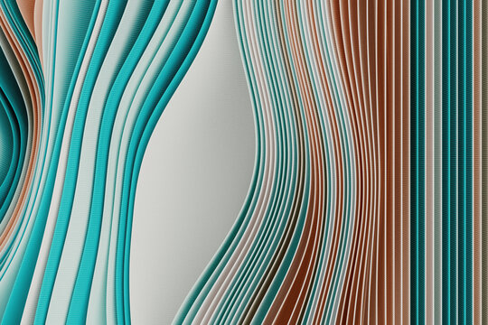Abstract Layered Background with Vibrant Blue and Cream Wavy Textures
