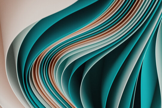 Abstract Layered Background with Vibrant Blue and Cream Wavy Textures