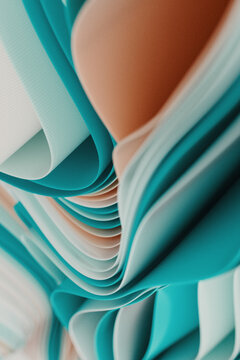 Abstract Layered Background with Vibrant Blue and Cream Wavy Textures