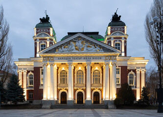 Evening view of the Ivan Vazov National Drama Theatre