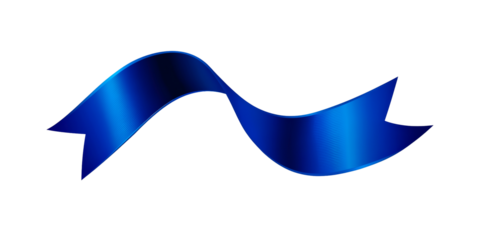 A vibrant blue ribbon flows elegantly isolated on transparent background