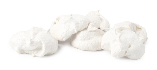 Delicious homemade meringue cookies isolated on white