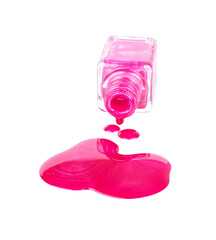 Spilled pink nail polish. isolated