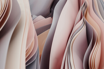Abstract Curved Layers in Soft Pastel Hues for Artistic Backgrounds