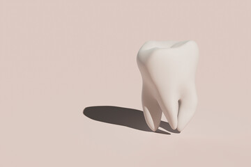 3D render of a molar tooth on a neutral background
