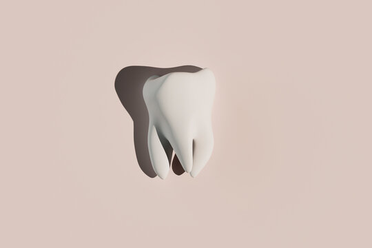 3D render of a molar tooth with a dental tool