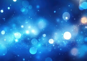 Obraz premium Dreamy Abstract Digital Art with Bokeh Effect and Glowing Orbs in Vibrant Blue Color Palette