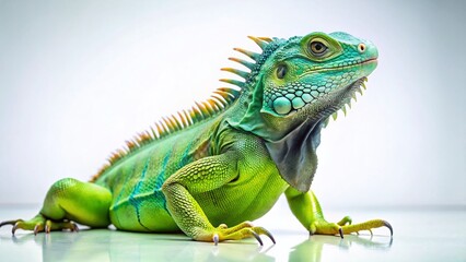 Obraz premium Minimalist Cartoon Iguana Illustration: Green Reptile in Simple Pose