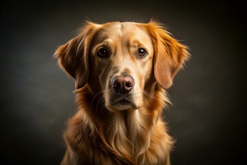 Minimalist Dark Golden Retriever Dog Portrait -  Elegant Canine Photography