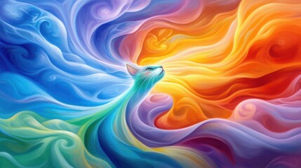 Stylized schrodinger's cat thought experiment abstract art colorful environment surreal viewpoint gigapixel standard