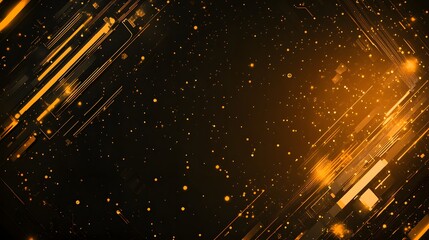 Fototapeta premium Elegant black background adorned with gold and silver lines creating a sophisticated and high-tech abstract design