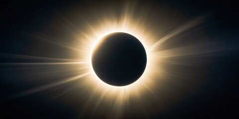 Minimalist Solar Eclipse 2024: Sun Crowned by Shadow