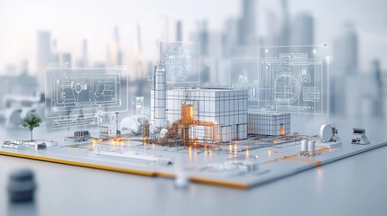 A detailed architectural model showcasing the design and layout of a bustling urban landscape featuring towering skyscrapers residential and commercial buildings