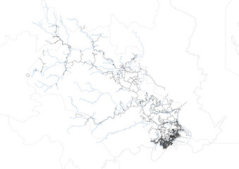 vector map of highway of naitasiri in Fiji with black and white color