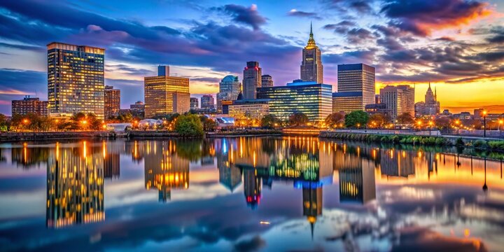 Newark NJ Skyline Portrait Photography: Urban Landscape at Dusk