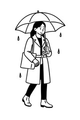 student in rain