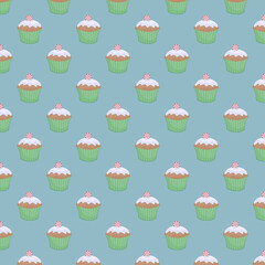 Vector cake seamless repeat pattern design background, gift wrap paper