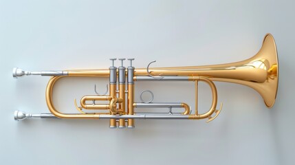 Fototapeta premium Hyperrealistic trombone showcase studio setting digital artwork minimalist design close-up perspective musical inspiration