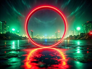 Night Photography: Green Screen with Red Circle - Cinematic Background