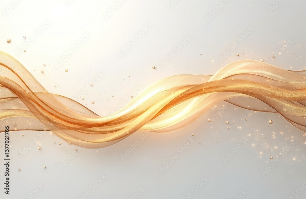 Poster abstract golden wave with particles on transparent background. elegant design, luxury look, shiny, b