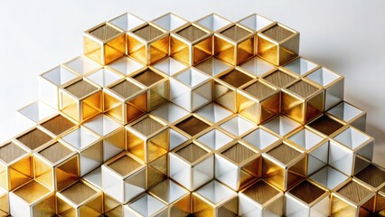 Abstract Gold and Silver Cube Structure