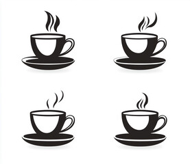 Obraz premium Stylized illustration of coffee cups with steam rising against a simple white background, depicting a cozy cafe atmosphere and the joy of enjoying hot beverages