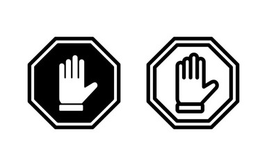 Obraz premium Stop icon vector illustration. stop road sign. hand stop sign and symbol. Do not enter stop red sign with hand