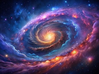 Obraz premium Panoramic Galactic Nebula: Cosmic Dust and Starry Night Sky Background
