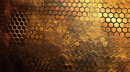 Golden Hexagon Metal Texture Background