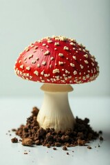 Obraz premium Spreading red caps with white speckled surface, mushrooms, cap