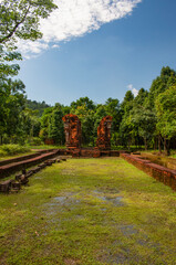 Duy Phu, Vietnam, 10-13-2025: My Son, a cluster of abandoned and ruined Shaiva Hindu temples built between the 4th and the 13th century by the Kings of Champa an Indianized kingdom of Cham people 
