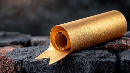 Striking abstract image of a golden, textured memo or document with slightly curled edges, creating a modern and premium aesthetic.