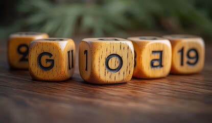 Cubes of Emotion with Brief and Grief on Wooden Surface