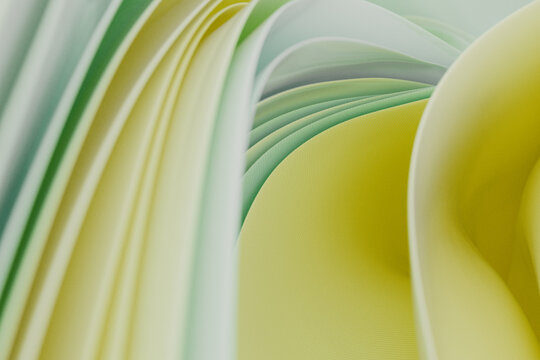 Fototapeta Abstract Wavy Patterns in Pastel Green and Yellow Shades