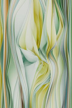 Abstract Wavy Patterns in Pastel Green and Yellow Shades