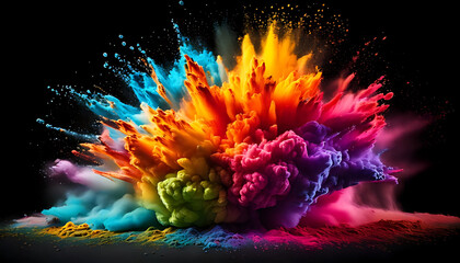 Vibrant color explosion artistic display digital art abstract environment close-up view creativity